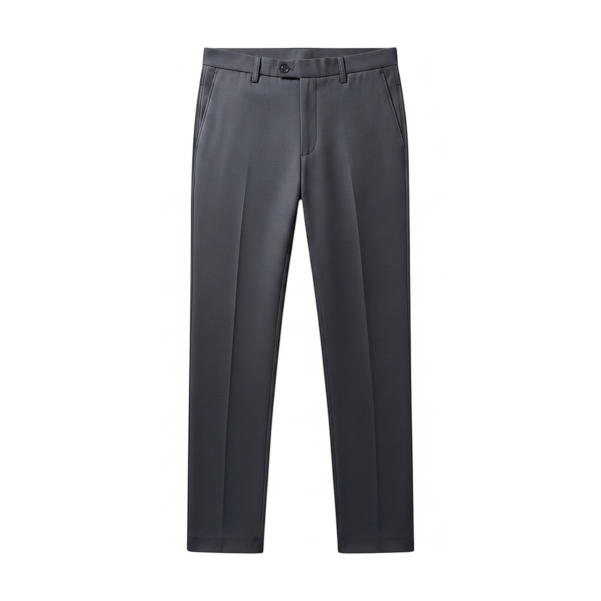 Calça social masculina Bluviso azul-marinho de corte reto, tecido leve e elástico, ideal para o verão.
