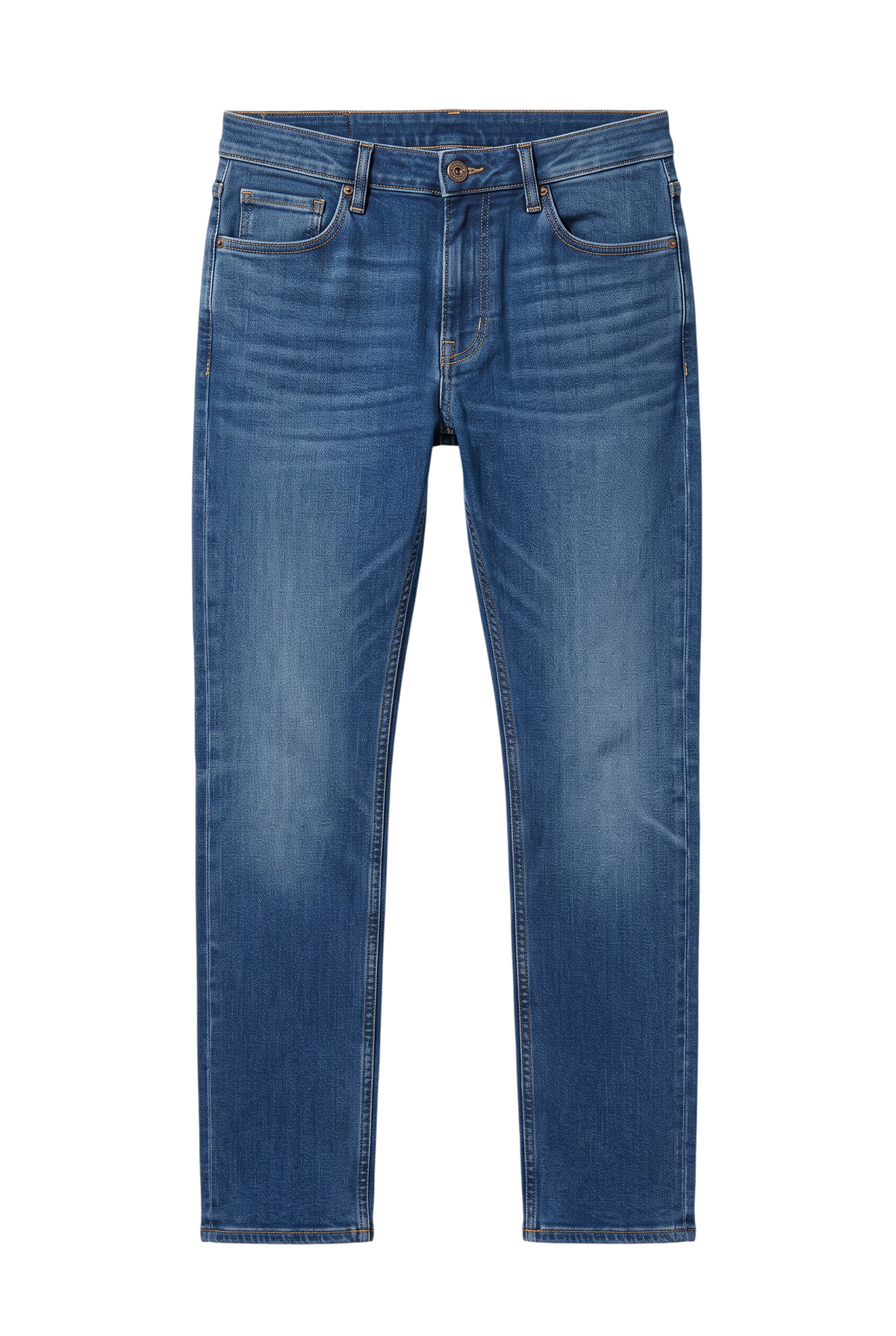 Calça jeans masculina Bluviso de corte ajustado em tom azul marinho com acabamento casual e costuras reforçadas