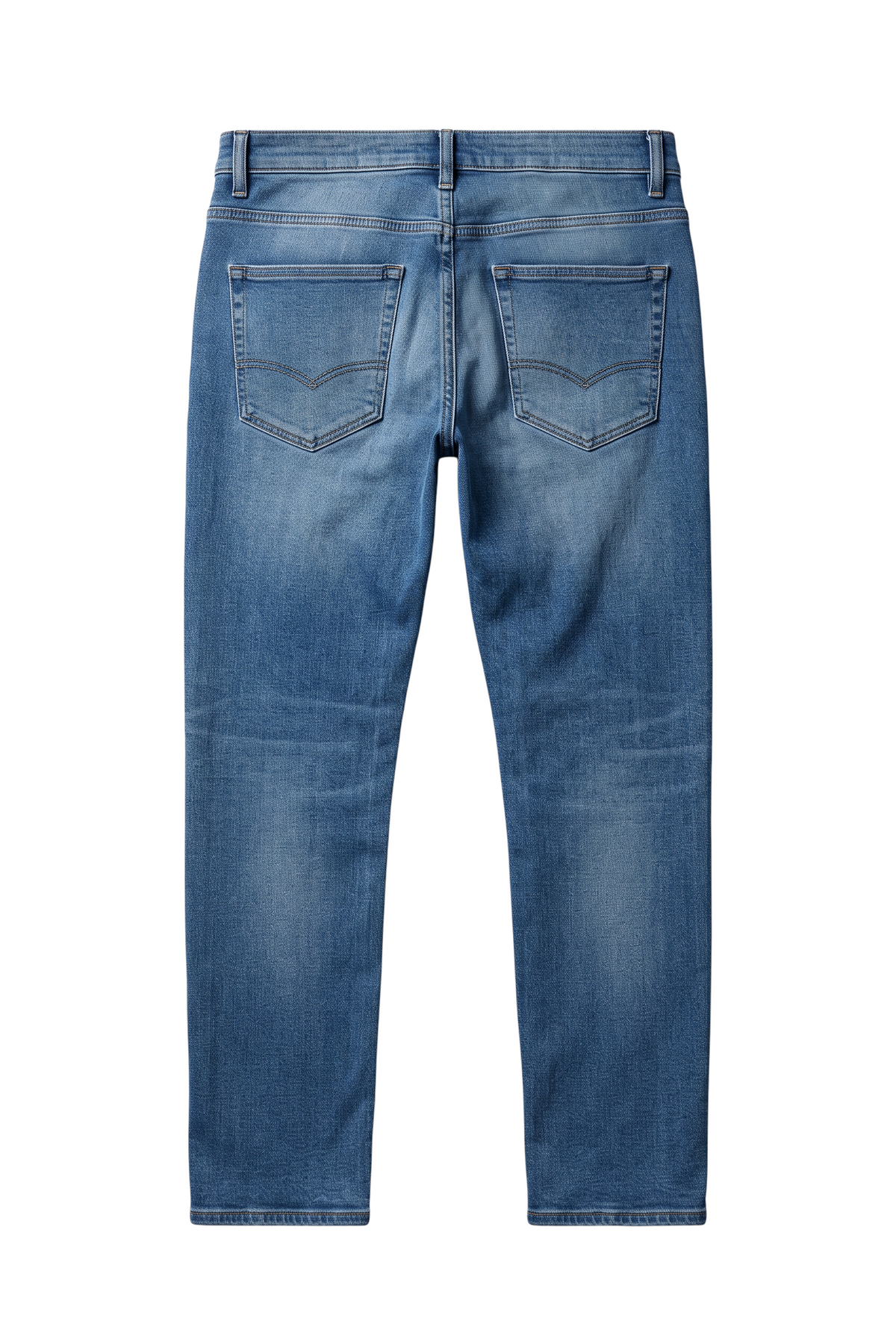 Calça jeans masculina casual Bluviso com corte ajustado, lavagem azul claro e bolsos traseiros