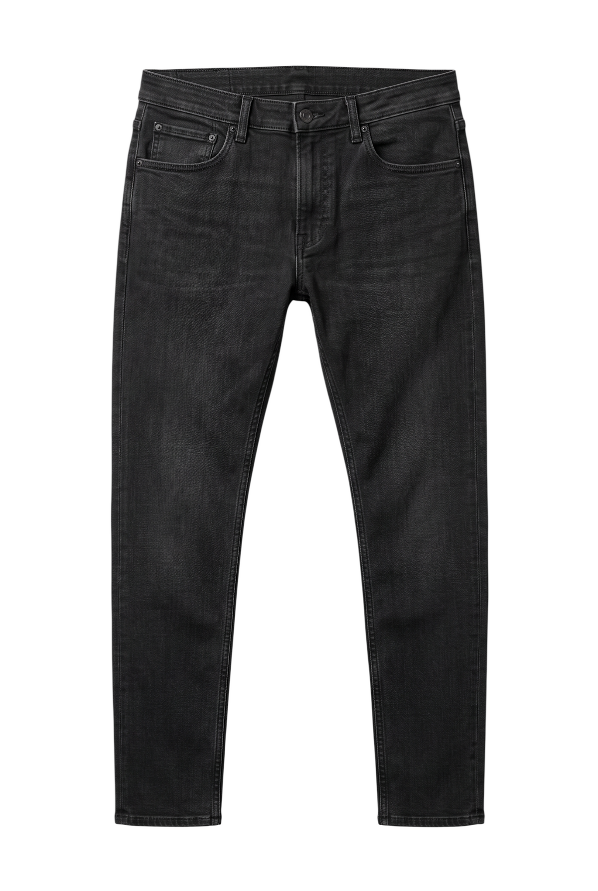 Calça jeans masculina Bluviso casual de corte ajustado na cor preta com tecido elástico e confortável
