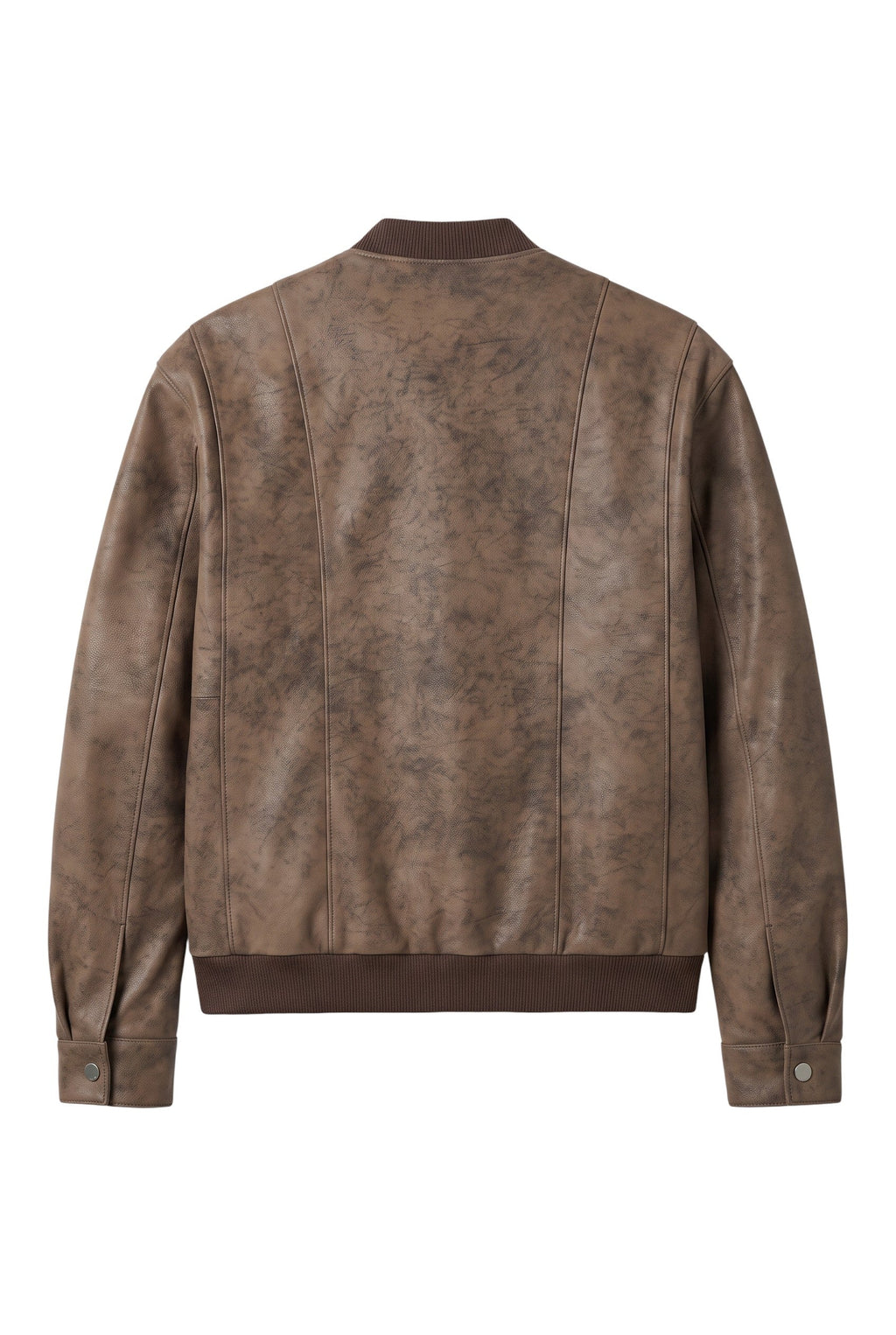 Jaqueta bomber masculina Bluviso em material sintético café com textura de camurça e acabamento em ribana